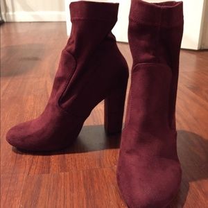 Suede Ankle Boots (Burgundy) - US 7.5